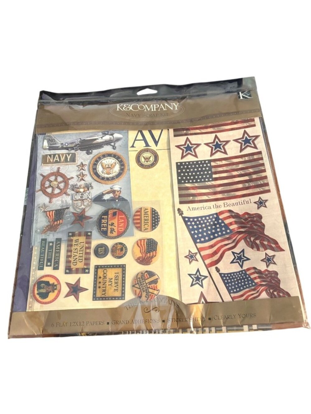 K&Company Navy Scrapbook Kit Stickers 12x12 Papers Patriotic Military NSP
